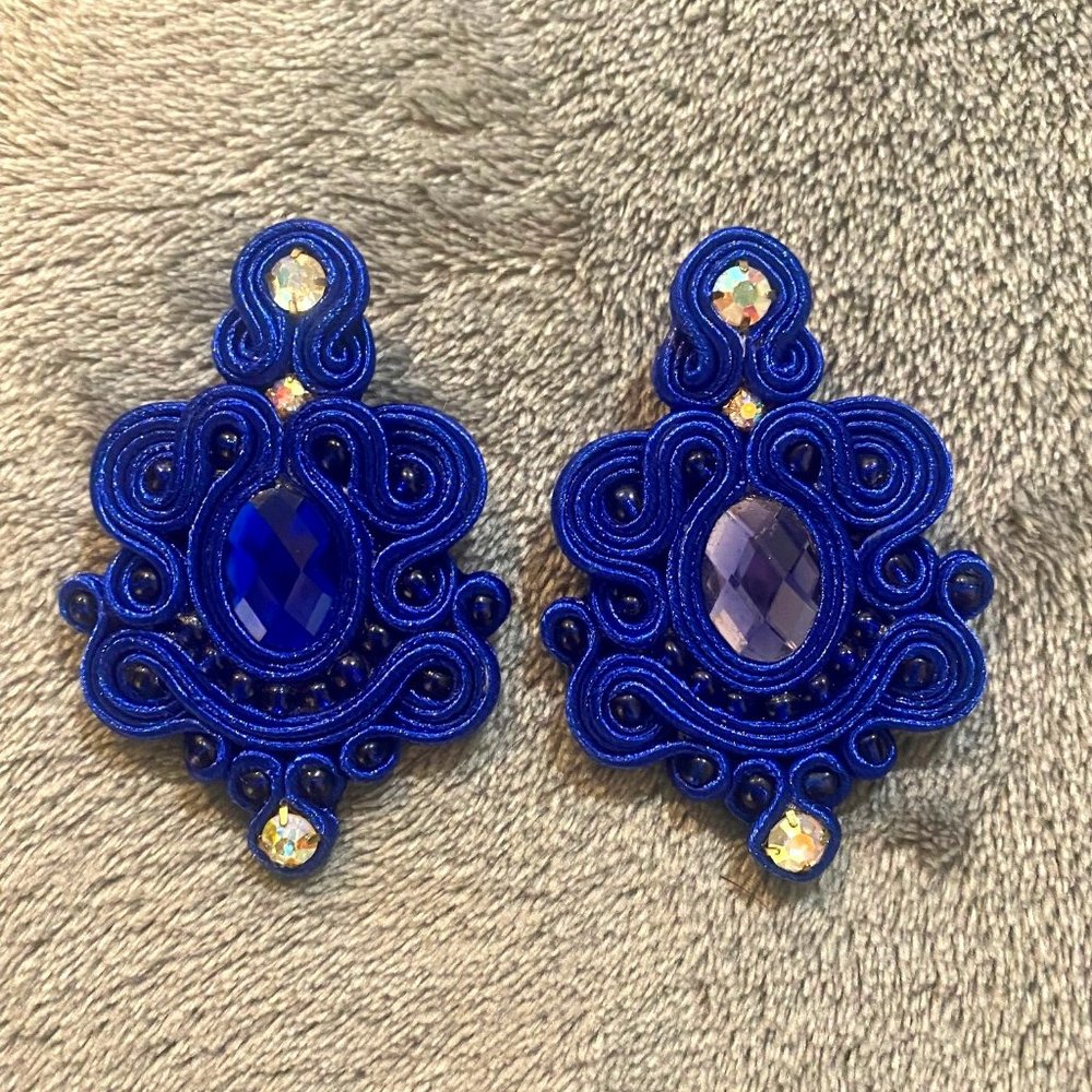 Soutache handmade earrings- Blue